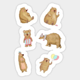 Cute Bears Illustration - Hand Drawn - Cute Animals Sticker